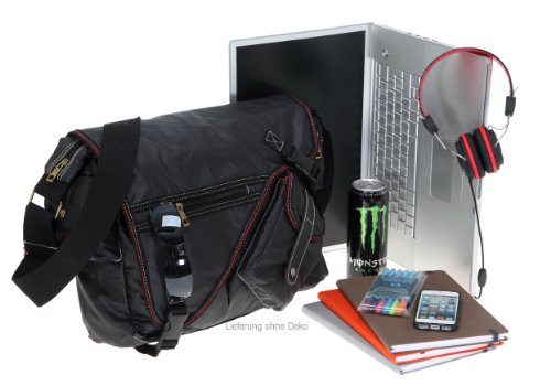 ELEPHANT Kuriertasche SAHARA Laptoptasche Canvas Tasche Notebookmaß 39×28 cm Schultertasche / SCHWARZ - 3