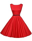 kleider 50s style Damen 50er Jahre Vintage Rockabilly Kleid Retro Festliches Kleid Knielang in mehreren Farben