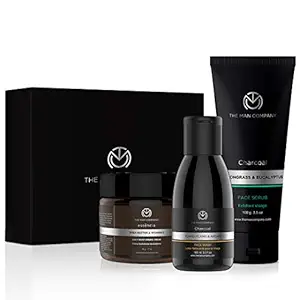 The Man Company Detan Facial Kit - Charcoal Face Wash, Charcoal Scrub, Daily Moisturising Face Cream | Best Detan Care - Pack of 3