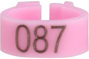 HEEPDD 6 Colours 100 Pieces/Bag 8 mm 001-100 Numbered Plastic Bird Leg Bands Rings Hen Pigeon Leg Poultry Pigeon Bird Chick Parrot Clip Rings Band, Pink