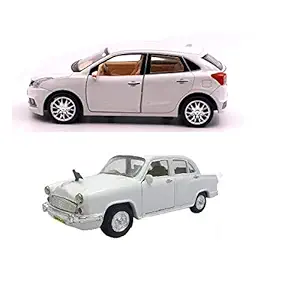 Amisha Gift Gallery Combo of Pull Back Toys Nexa Baleno Car with Ambassador Car Toy for Kids and Boys (Multicolor)