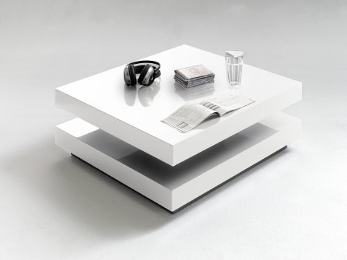 Hugo Coffee Table Top Plate Rotating – width x height x Depth: Approx. 75x75x30 cm white