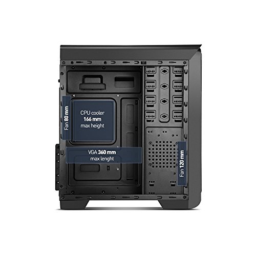 NOX Modus Midi-Tower Negro - Caja de Ordenador  Midi-Tower  PC  SPCC  ATX  Micro-ATX  Frente  Azul 