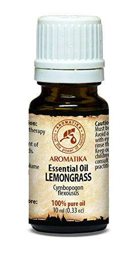 Lemongras Öl, 100 % naturreines ätherisches 10ml 0,33 oz, Reine & Natürliche Lemongrasöl- Cymbopogon flexuosus, Zitronengrasöl – Lemongrass Indien- Lemongrassöl für guten Schlaf / Stressabbau /Beauty /Baden / Körperpflege / Wellness /Schönheit / Aromatherapie / Entspannung /Massage / SPA / Aroma diffuser / Duftlampe / Raumbeduftung / Kosmetik /Kosmetikanreicherung / Aromatherapeutische / Unverdünntes / Therapeutische / Alternative medizin; Glasflasche, von AROMATIKA - 3