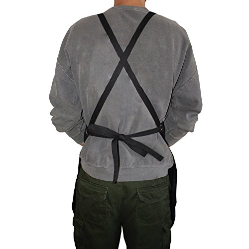 Robuste Arbeitsschürze Herren / Damen gewachstes Segeltuch, wasserdicht, schwarz von Bizarre.ly – einstellbar bis XXL, guter Sitz – ideal für Zuhause oder im Workshop – Taschen für Werkzeuge & Smartphone - 7