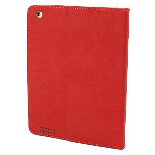 Madcase Apple iPad Air 2 / Air Smart Case Etui Faux Ledertasche Hülle mit Auto Schalf und Wach Sleep-Funktion inkl. Displayschutzfolie und Stylus Touch stift – Rot / Beige - 6