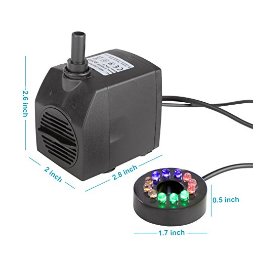 TSSS® 15W Unterwasser Wasserspielpumpe Wasser Pumpen Garten Tauchpumpen Brunnen Gartenteich Springbrunnen Pumpe LED Licht Beleuchtung - 5