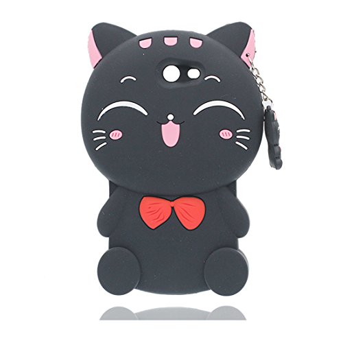 Samsung Galaxy J7 2017 Carcasa  Funda Samsung Galaxy J7 2017 A prueba de golpes Durable Flexible Soft Case ligera de Gel TPU Cover Case - Bowknot gato Negro Cute