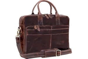 Dhk Devil Hunter Killer 16 Inch Leather briefcase Laptop Messenger Bags For Men and Women Best Office School College Satchel Bag