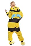 ABYED® Jumpsuit Tier Karton Fasching Halloween Kostüm Sleepsuit Cosplay Fleece-Overall Pyjama Schlafanzug Erwachsene Unisex Lounge,Erwachsene Größe XL -for Höhe 175-183CM Gelb Biene - 