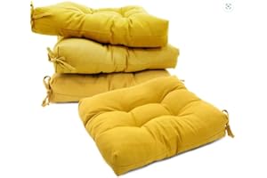 REINO MANSIDI Cojines para Silla, Acolchados 40 x 40cm, Relleno de Fibra hueca 7cm, para mayor comodidad, Ideal para la Decoración de Cocina y Salón, Comedor y jardín. Fabricados en España (Pack 4, Amarillo)