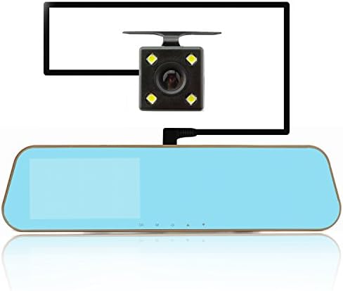 Rafer A800 Mirror Driving Recorder 6-layer Glass 150° Degree Wide Angle and Rear Camera 140° lens Parking monitor dash cam Car Camera with Night Vision 1080P HD Video G-Sensor Motion Detection 4.0inch TFT LCD Screen loop recorder
