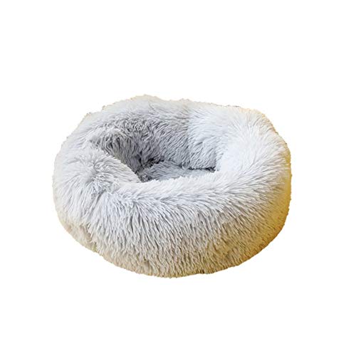 chien chat lit,Autumn And Winter Thickening South Korean Plush Round Pet Nest Mat Cat Litter Kennel Small And Medium Cloth Pet Nest - Light Gary(M: D60*26CM)