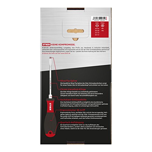 STIER Kraftpaket Schraubendreher-Satz I 3K-Kraft-Griff + Sechskant-Schlüsselhilfe (Hexagon) I 6-teilig Schlitz und Phillips-Schraubendreher - 2