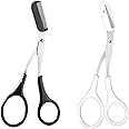 2 Pcs Eyebrow Scissors with Comb Eyebrow Trimming Scissors Black Eyebrow Trimmer Scissors Stainless Steel Eyebrow Trimmer Eyelash Comb Eyebrow Comb Small Eyebrow Grooming Beauty Tool for Men Women