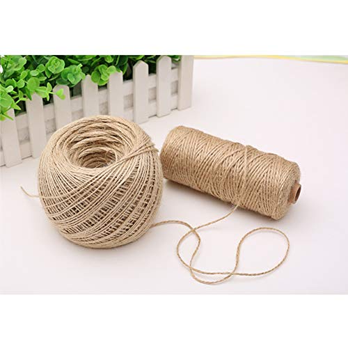 Hooggle Corde de Ficelle en Jute Naturelle pour Jardin, 328 Pieds (2 Rouleaux)
