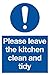 Produktbild Viking Signs MV5722-A2P-1M Schild"Please Leave The Kitchen Clean And Tidy", 1 mm halbstarrer Kunststoff, 600 mm H x 400 mm B