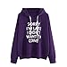 Produktbild Beginfu DamenOansatz Hoodie Jumper Langarm Brief Print Pullover Tops Lose Asymmetrisch Pullover Bluse Oberteile Oversized trickpullover Lange Cardigan Baumwollpullover