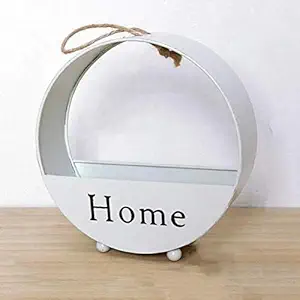 Round Shape Free Stand Cum Wall Hanging Living Room Flower Decoration I Flower Hanging Basket (White)