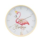 LUUK LIFESTYLE hochwertige, Moderne, Schlichte Minimal Quarz Wanduhr Flamingo mit Sekundenzeiger, Küchenuhr, Vintage Wohnzimmer Uhr, Gold