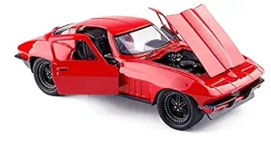 FunBlast Die-Cast Model Car Toy - Push & Go Car Toy | Metal Car 1:32 Pull Back with 3 Openable Doors, Engine Cover, Tail with Front and Rear Light & Music Toy Car for Boys,Kids|Children. (Red) (Red)