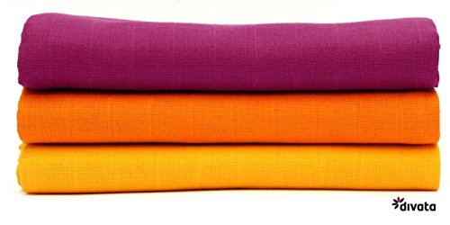 divata bunte Mullwindeln 3er Set - Mädchen - farbige Mulltücher, Spucktücher aus 100% Baumwolle, Oeko-Tex-Zertifiziert, 80x80 cm