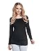 Happy Mama. Women's Maternity Jersey Stretch Top T-shirt Tunic Long Sleeve. 947p (Black, 10)