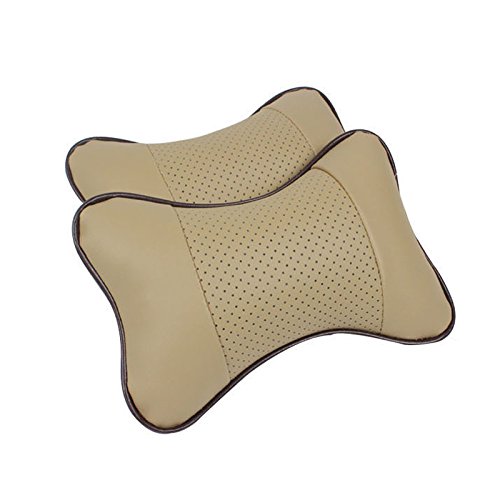 Nackenkissen – TOOGOO(R) 2 Stueck Auto Nackenkissen / Kopfstuetzen / Hals Auto Halter (beige) - 2