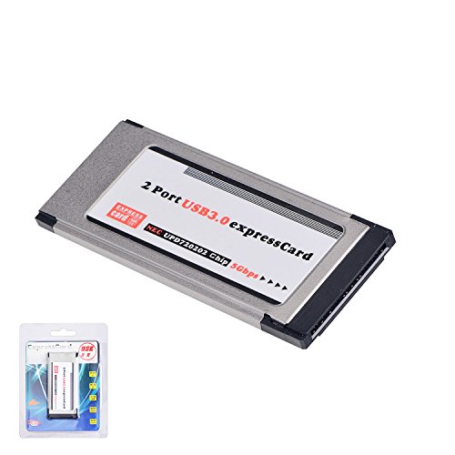 tinxi® USB 3.0 Super Speed PCMCIA Express Card Karte 34mm (mit 2 Ports, Win 7 / 8 / 10 kompatibel) USB3.0 Adapter mit bis zu 5 Gbps Übertragungsrate für Notebook Laptop USB Hub intern - 4