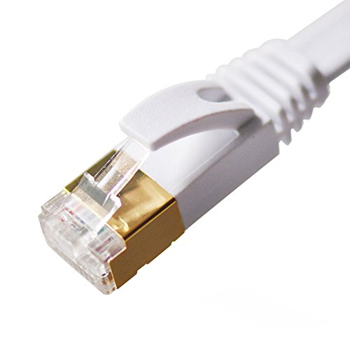 Vandesail Cat7 Patchkabel Ethernet Kable Lan Netzwerkkabel Hochgeschwindigkeits Computer Router Vergoldete Stecker SSTP Kabel Cat 7 RJ45 Professionelle Gold Headed Netzwerk Kabel (20 Meters-weiß abgeplatteten) - 8