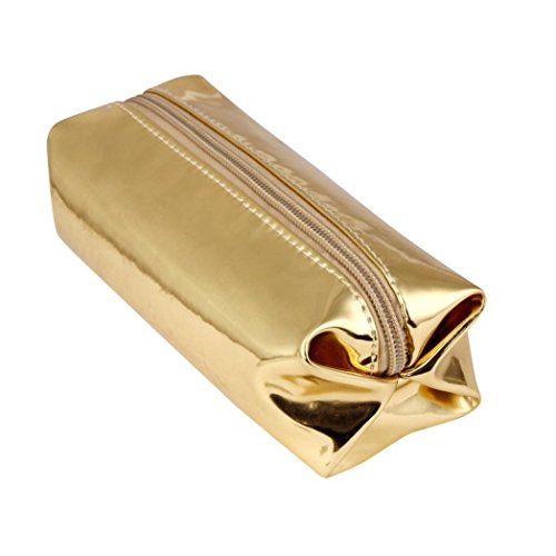 HENGSONG Makeup Brush Pouch Coin Pencil Cases with Zipper (Gold)