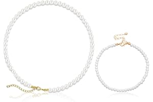 ZoeTekway Perlenkette Damen Perlen Ketten necklace Imitationsperlenkette Mit Perlenarmband