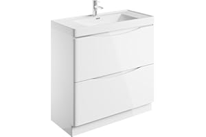 GO BATHROOMS Eaton White Floor Standing Vanity Unit Includes Resin Basin Bathroom Furniture Storage Unit 900mm