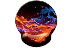 Alfombrilla de ratón con soporte para muñeca,Jahosin reposamuñecas ergonómico de espuma viscoelástica Base de goma antideslizante para computadora y oficina 25x23 fire