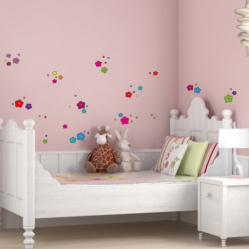 Wandkings Blumen Design 5 Wandsticker Set, 68 Aufkleber, 2 DIN A4 Bögen, Gesamtfläche 60 x 20 cm - 4