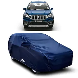 Xguard UV Rays Reflective Scratch and Water Resistant Pure Polyester Maruti Suzuki S-Cross Car Body Cover with Mirror Pockets (Navy Blue)