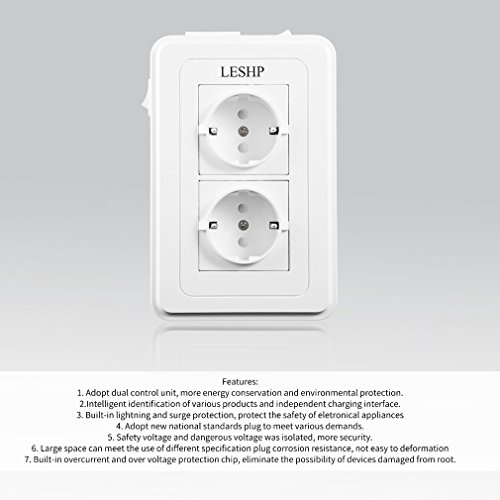ICOCO 4 USB Steckdosen Dual Control Unit 2500W Max (Multistecker 4 USB Ports 1－2.4A Schutzkontakt Steckdose, Steckdosenleiste) - 3