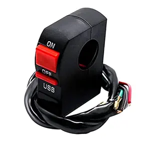 SARTE Multi-Function Handlebar ON/Off LED Fog Light Control Switch with USB Mobile Charger Port, Fast Charging & Heavy clamp Compatible with All Bike & Scooty/Scooter (Pack of 1)