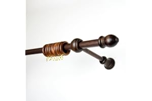 TENDAGGIMANIA Bastone per Tende da Interno in Legno NOCE Diametro 23 mm - Misura 120 CM - Per Camera da Letto, Soggiorno,Cucina, Ufficio - Bastone Tenda con Anelli, Terminali e Staffe di Montaggio