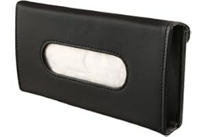 Qirc Taschentuchhalter aus Leder, für Sonnenblende, Sitzrückseite, Sonnendach zum Aufhängen – passend für die meisten Autos (schwarz)