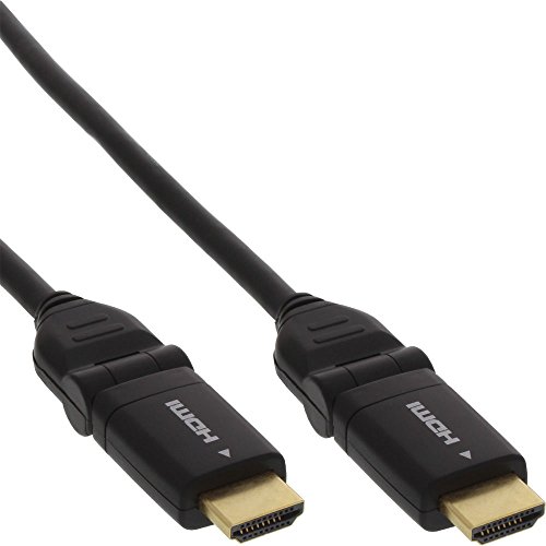 InLine 17055W HDMI Kabel mit Ethernet, Stecker auf Stecker, Flexible Winkelstecker, 0,5m schwarz