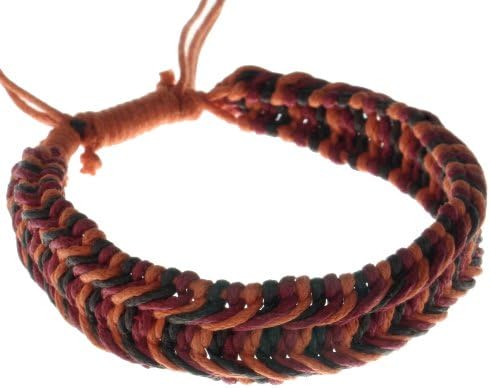 Orange brown and red braided cotton bracelet waterproof durable adjustable B2 anklet