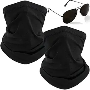 Sheomy Head & Face Cover Neck Gaiter Head & Avaitors, Aviators Sunglasses Face Mask Scarf Face Cover For Men Women Sun Protection Filter For Cycling, Running, Bacteria and Bike Riding (Pack of 3)