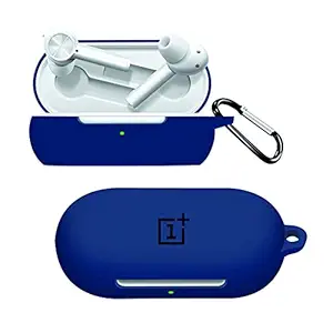 Printme Silicone Protective Case Cover for OnePlus Earbuds Z TWS, Anti Fall Anti Dust, with Hook Earphone Case *Case Cover only* (Blue)