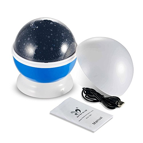 GRDE® projektion lampe Geburtstag lampe Weihnachtsgeschenke Romantische Lamp Dekorative Leuchten Innenleuchten 4 led Nachlicht Sun und Stern Beleuchtung Lampe 360 Grad entspannende Stimmung Licht projektor Baby Kinder zimmer Schlafzimmer Kinder Zimmerfür Weihnacht Geburtstag Ferien Partei(Blau) - 4