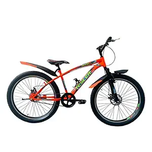ADDO Bikes TESLER T-2, 26T, Single Speed 2.35 Inch Tyres, 5ft 11inch Height Dual Disc Brakes with Bottle Cage 18 Inch Frame Orange Cycle for Unisex-Adult - Ideal for 14+ yrs (City Bike)