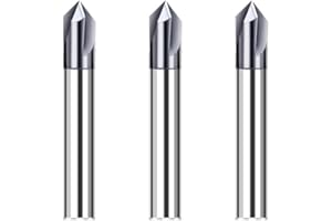 CREEYA 3 pezzi Frese coniche in metallo duro integrale 4mm, 3 Denti/3 Taglio CNC Fresa, 60°, HRC55, Nero Rivestimento in AlTiN, VHM fresa 4mm per Acciaio Metallo Legno Plastica (4mm, 60°)