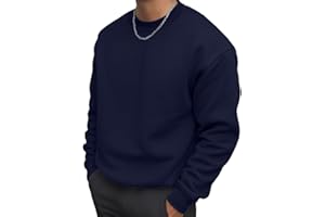 PrinStory Sweatshirt For Men Uk Cotton Round Neck Jumper Warm Long Sleeve Pullover Sweater With Ribbed Hem