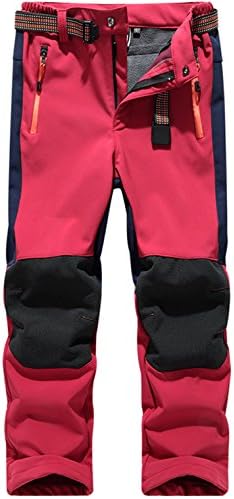Warm Softshell Trousers Climbing Trousers Fleece Lined Waterproof Outdoor Hiking Trekking Pants Boys Girls Childrens
