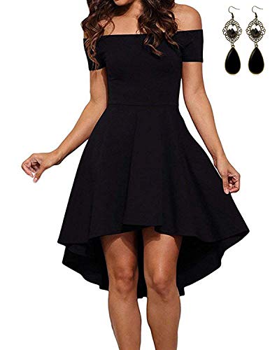 MODETREND Mujer Elegante Vestidos Dobladillo Irregular de Shoulder Off Manga Corta Vestidos de Coctel Vestido Fiesta